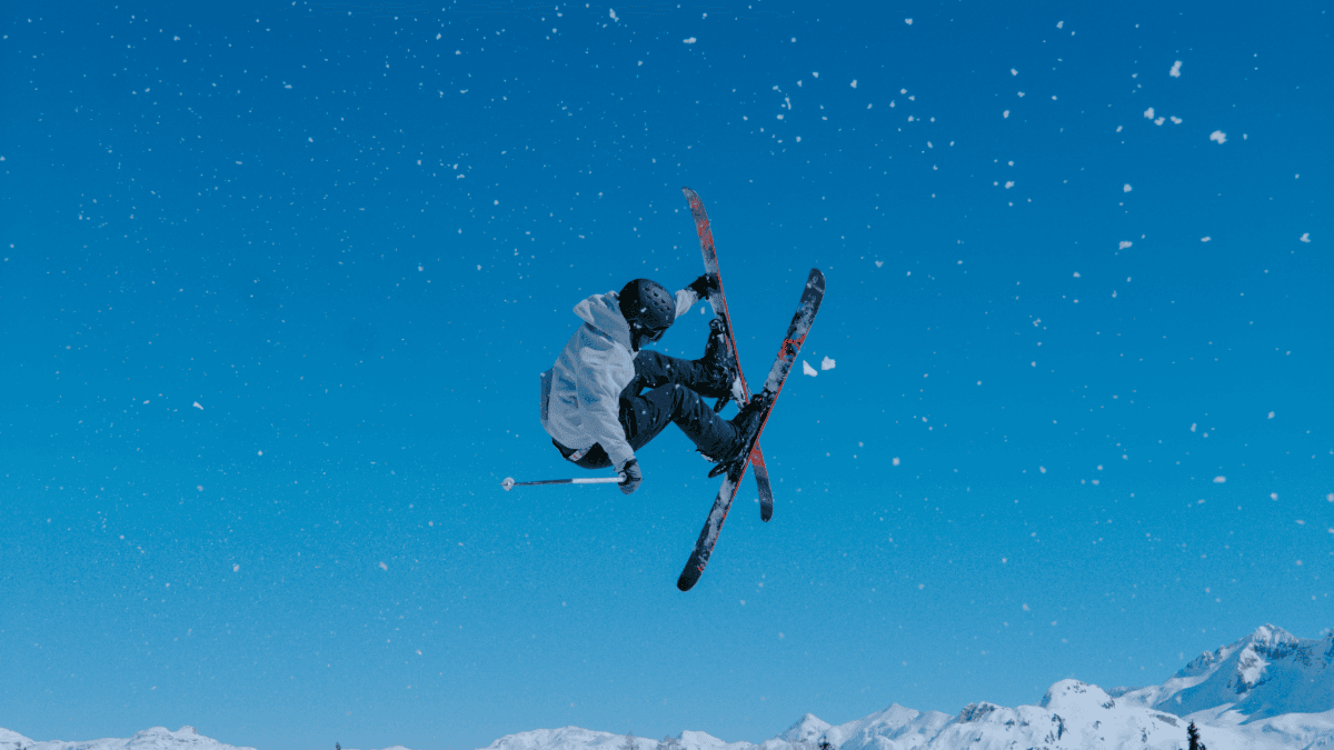 Skier performing jump trick